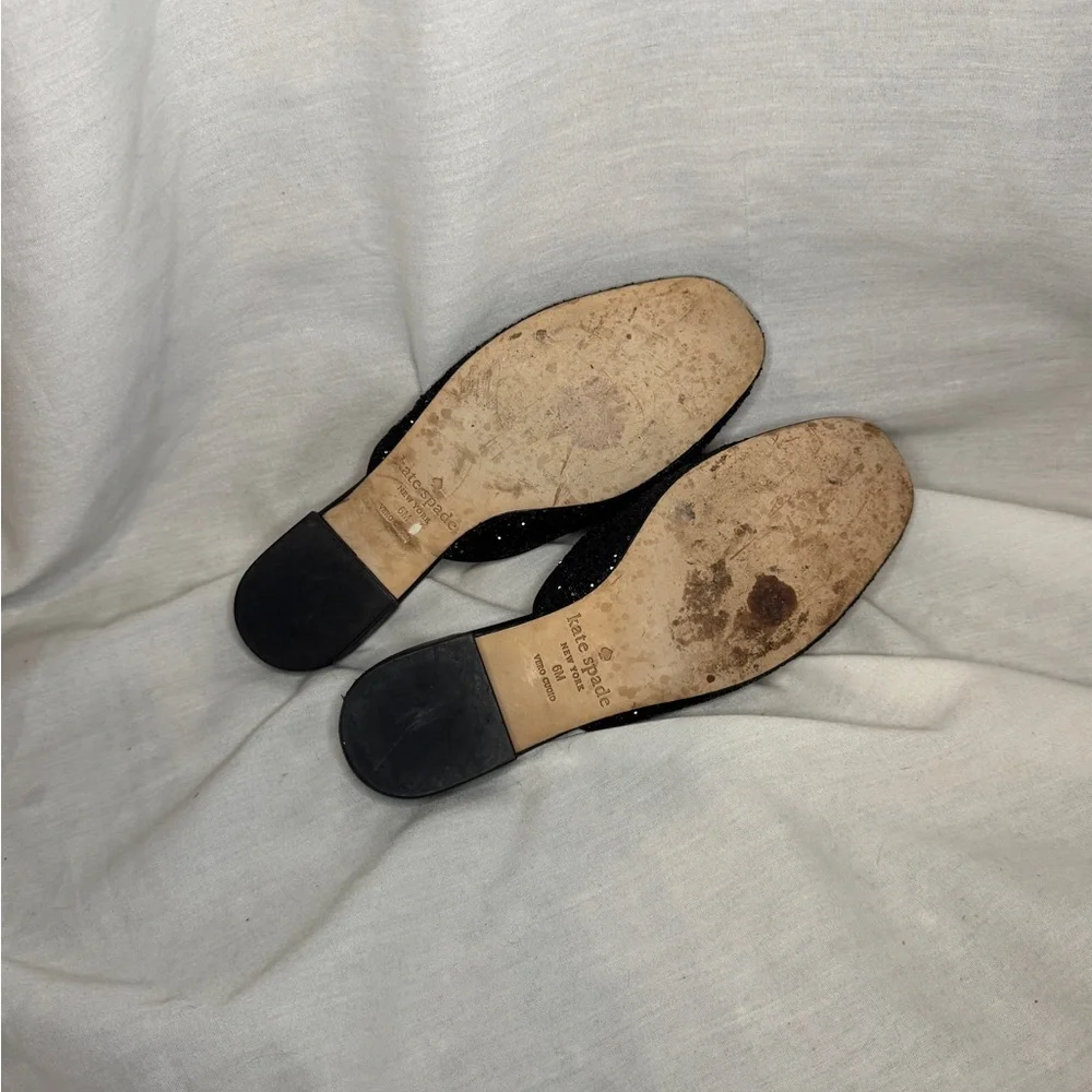 Kate Spade Black Glitter Mules – Size 6